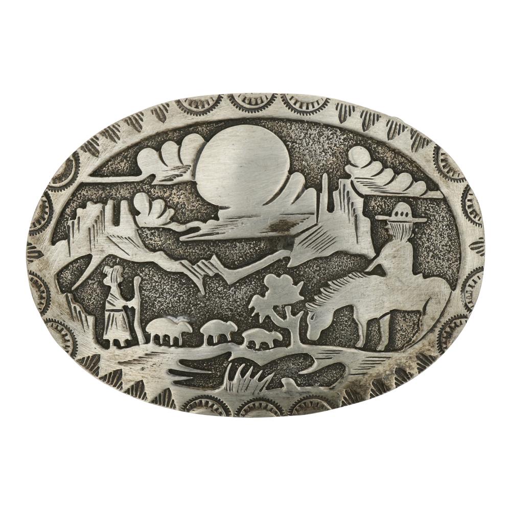 Vintage Pawn Story Teller Overlay Belt Buckle (1 of 2)
