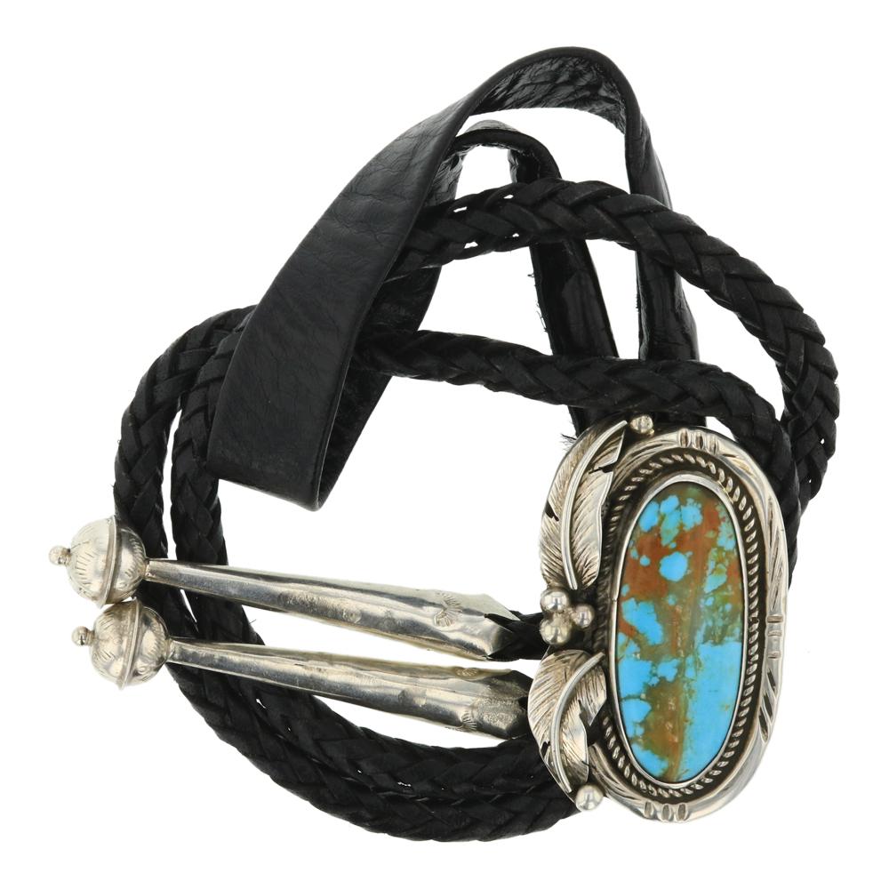 Vintage Menassa Turquoise Bolo Tie (1 of 3)