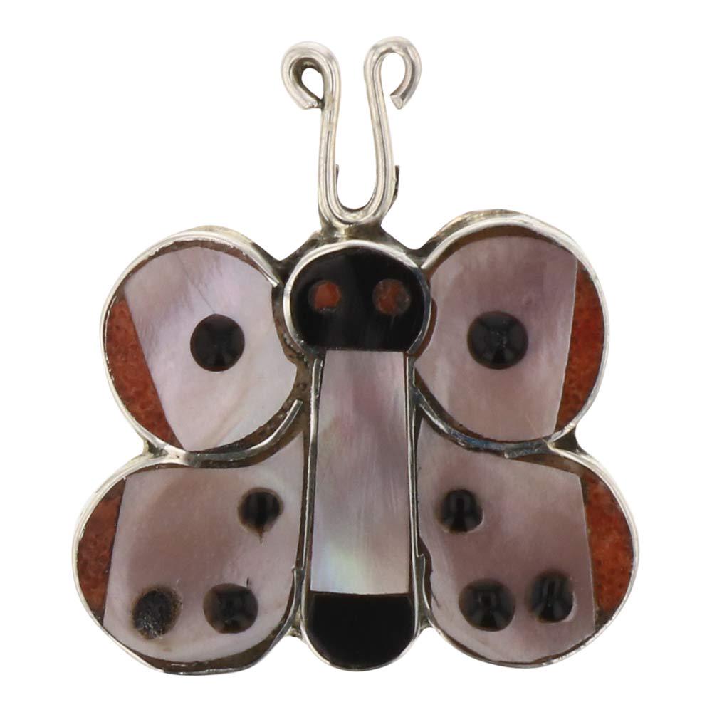 Vintage Zuni Coral & Shell Butterfly Pin (1 of 2)