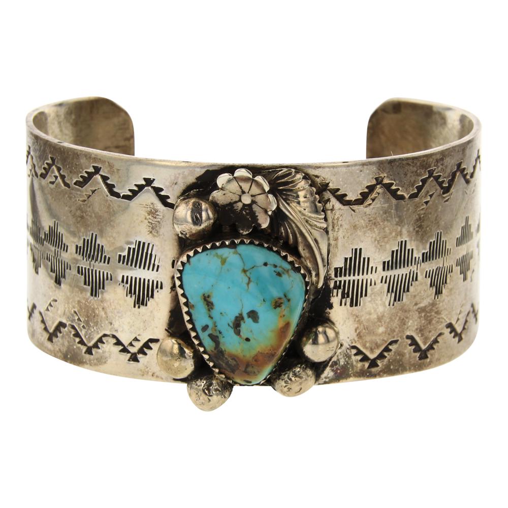 Vintage Pawn Turquoise Wide Cuff Bracelet (1 of 4)