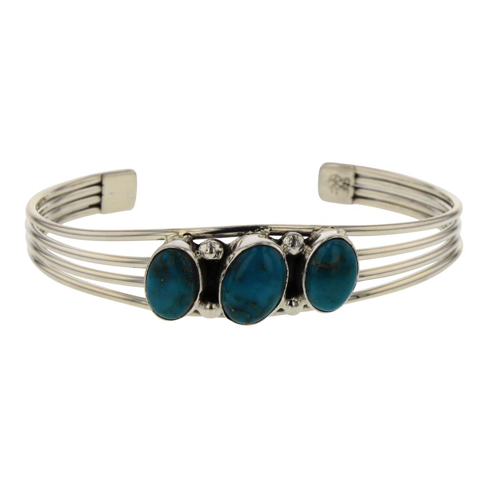 Navajo Turquoise Bracelet: Sterling Silver | Genuine Turquoise | Navajo Turquoise Bracelet | Navajo Native American Southwest Indian Jewelry | Weight: 16 Grams, | Dimensions: Bracelet: 5.5" inner, 1" gap, 6.5" total, .5" face w