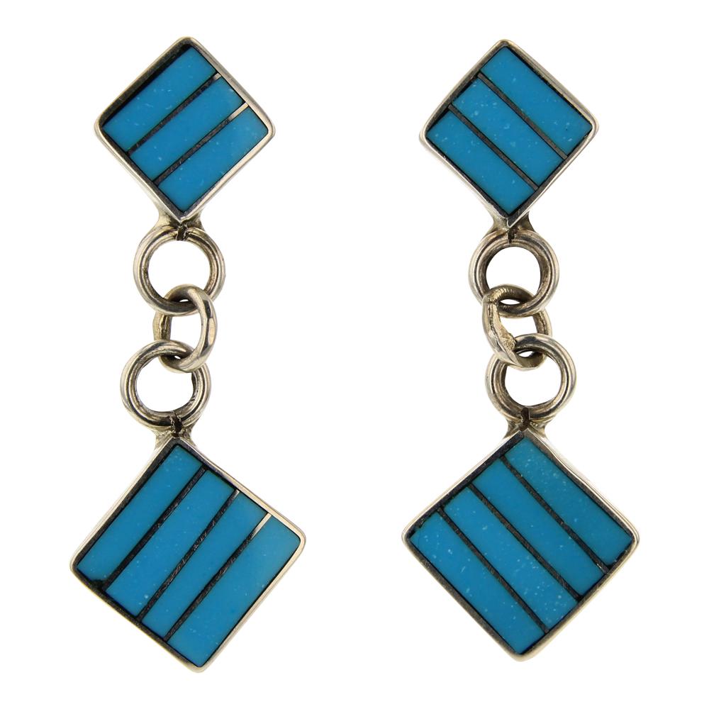 Zuni Turquoise Chanel Inlay Earrings (1 of 2)
