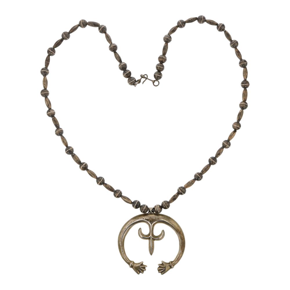 Navajo Plain Silver Naja Sandcast Necklace (1 of 3)