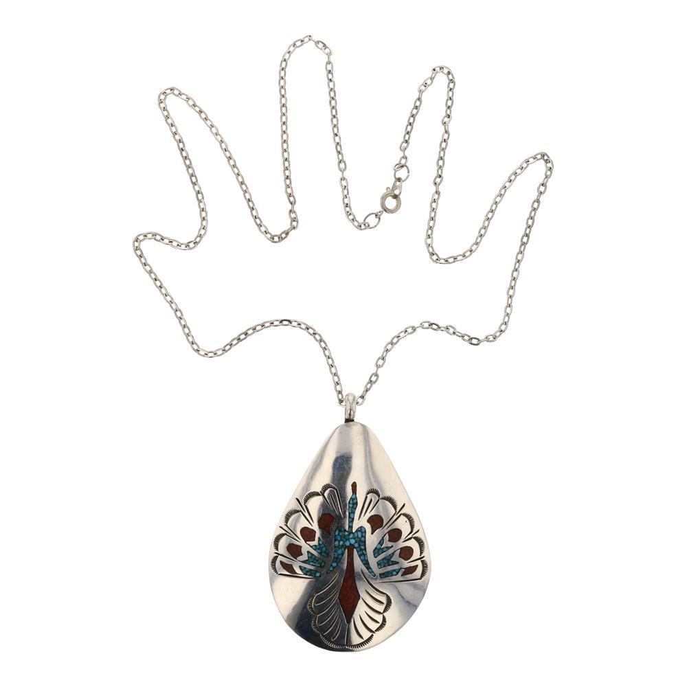 Turquois & Coral Chip Inlay Necklace (1 of 3)