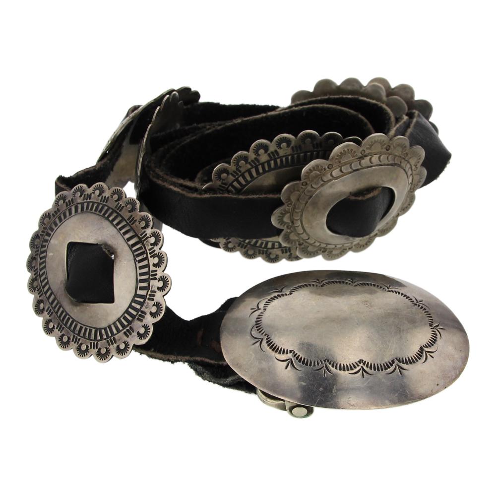 Old Pawn Plain Silver Concho Belt (1 of 3)