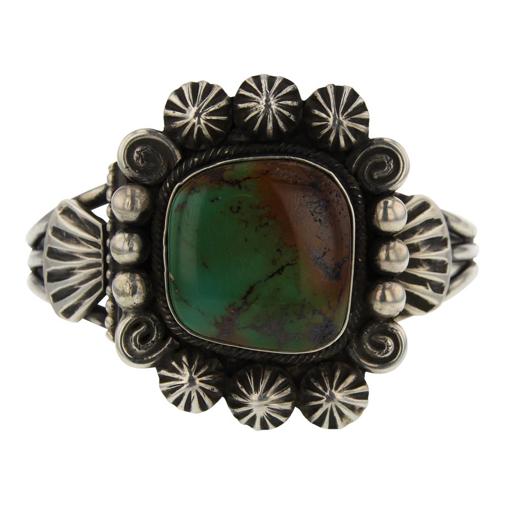 Navajo Turquoise Stamp Drop Bracelet: Sterling Silver | Genuine Turquois | Navajo Turquoise Stamp Drop Bracelet | Navajo Native American Southwest Indian Jewelry | Weight: 64 Grams, | Dimensions: Bracelet: 5.75" inner, .5" gap, 6.25" tota