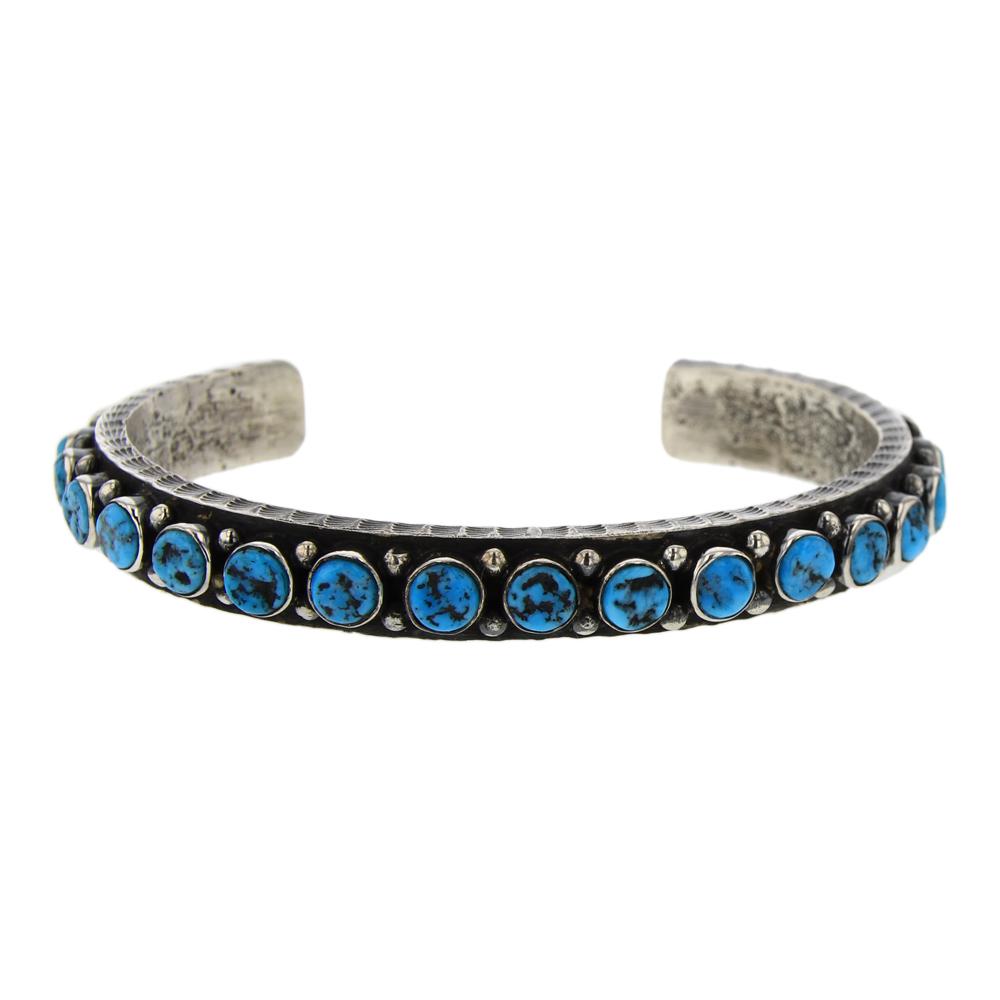 Navajo Kingman Turquoise Row Cuff Bracelet (1 of 3)