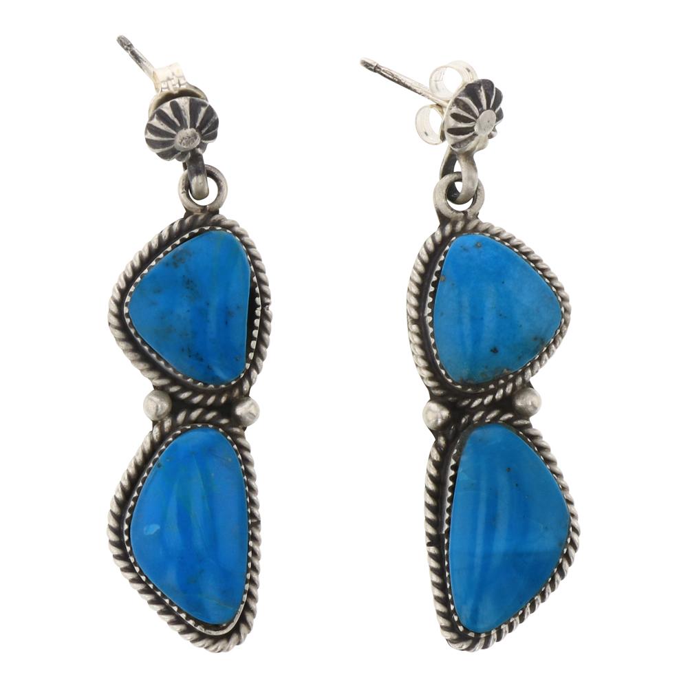 Turquoise Stamp Twist Wire Earrings (1 of 2)
