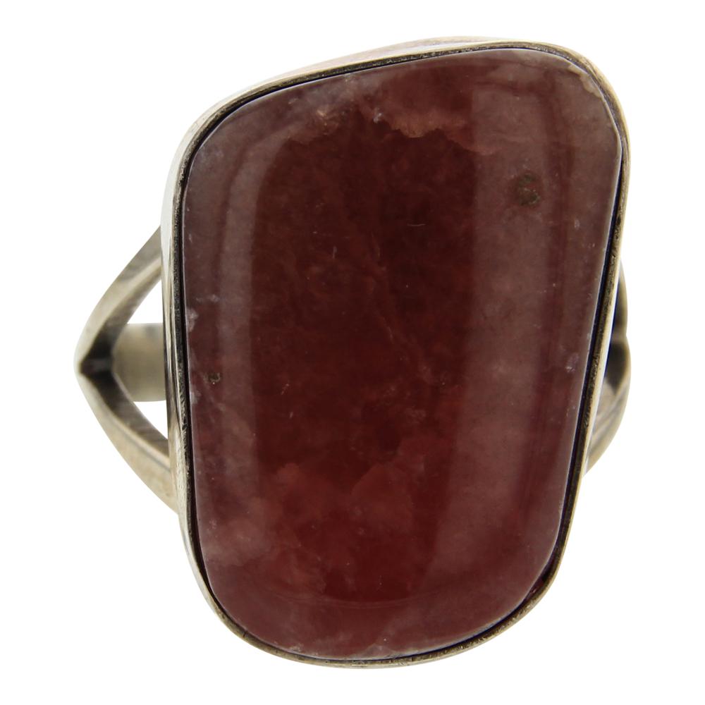 Esther Spencer Rhodochrosite Ring: Sterling Silver | | Esther Spencer Rhodochrosite Ring | Navajo Native American Southwest Indian Jewelry | Weight: 10.1 Grams, | Dimensions: Ring: 7.25 size, 1" face width | Signed: G Spencer