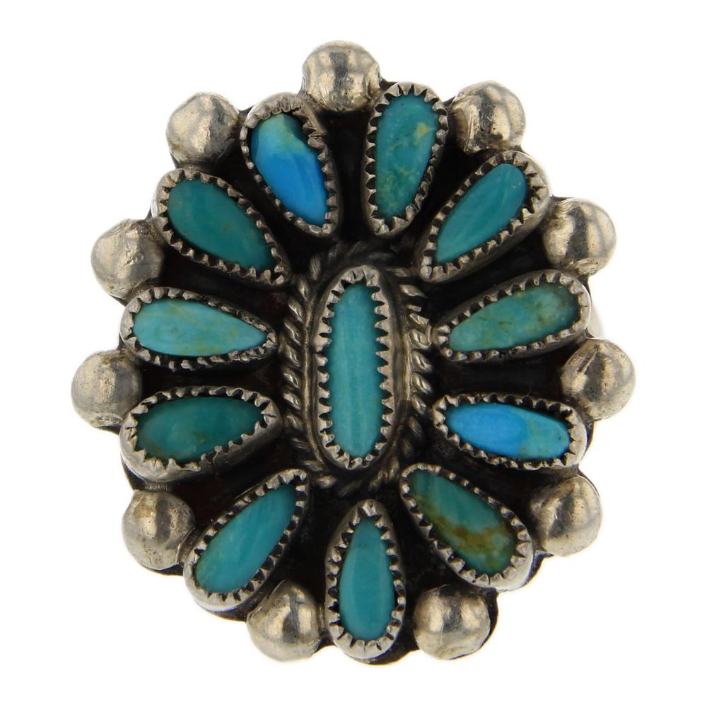 Old Pawn Vintage Turquoise Cluster Ring (1 of 3)