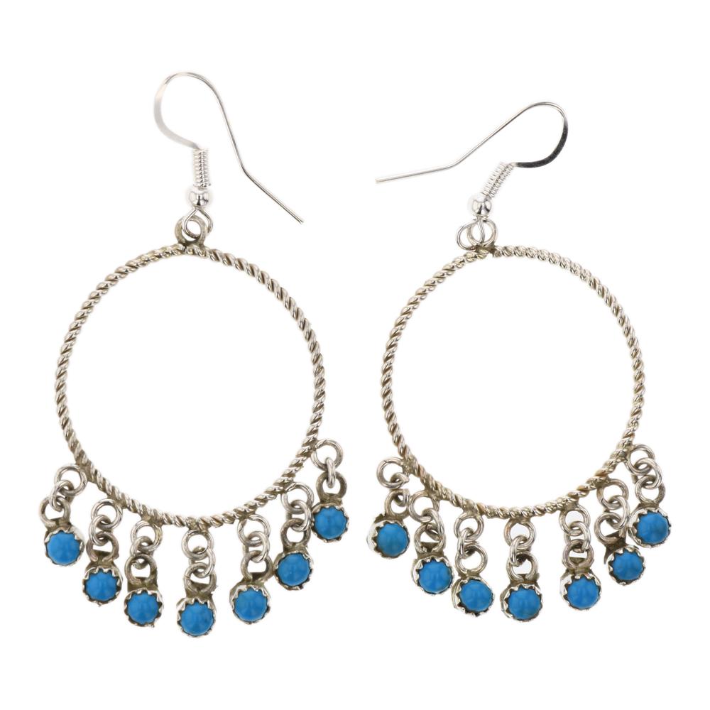 Turquoise Twist Wire Dangle Hoop Earrings (1 of 2)