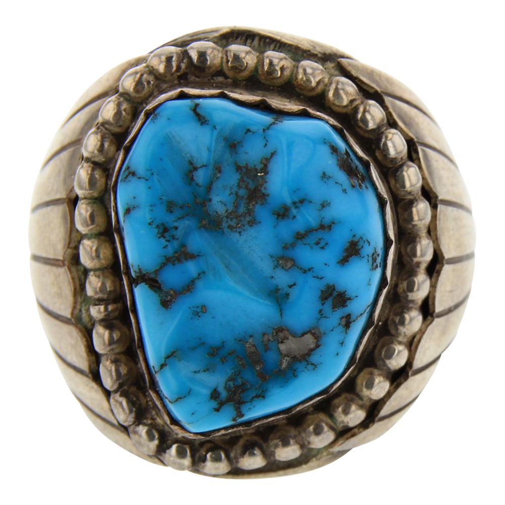 Vintage Pawn Sleeping Beauty Turquoise Men's Ring (1 of 3)