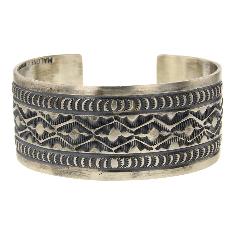 Fred Maloney Plain Silver Wide Stamp Cuff Bracelet (1 of 3)