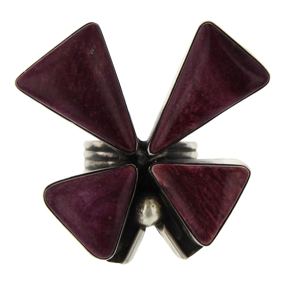 Randy Billy Purple Spiny Oyster Butterfly Ring: Sterling Silver | Genuine Purple Spiny Oyster | Randy Billy Purple Spiny Oyster Butterfly Ring | Navajo Native American Southwest Indian Jewelry | Weight: 21.4 Grams, | Dimensions: Ring: 7.25 size, 1.