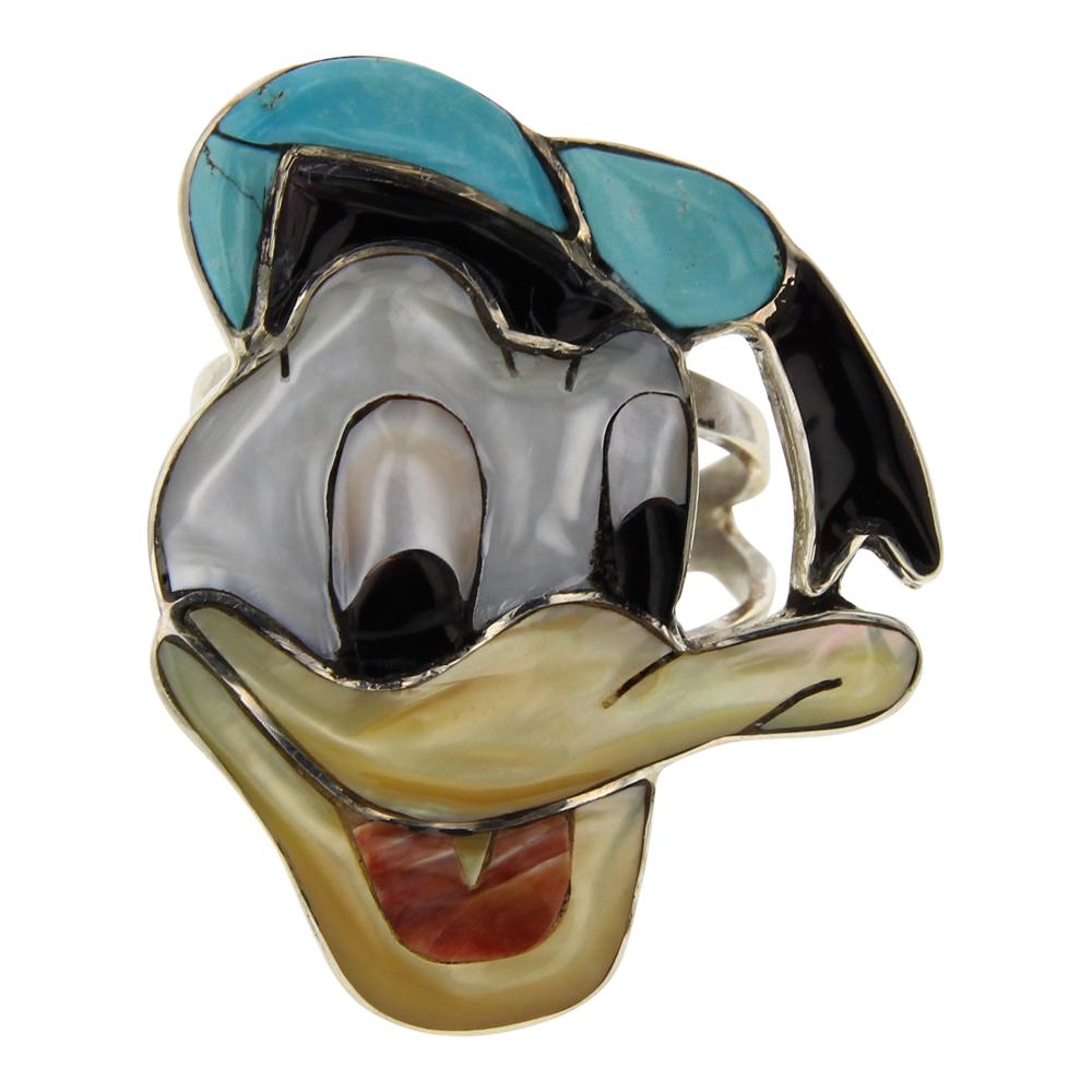 Don Dewa Zuni Inlay Turquoise & Shell Donald Duck Ring (1 of 3)
