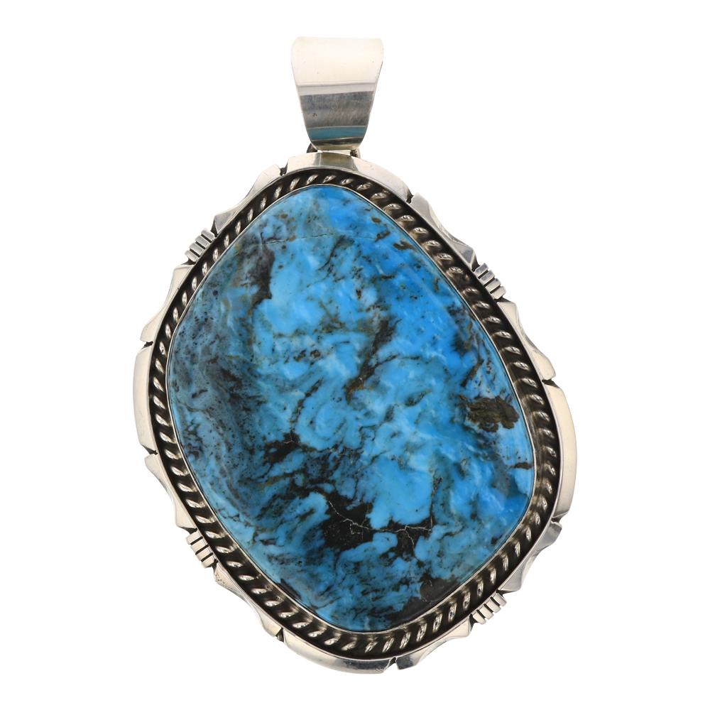 Freeform Turquoise Large Saws Triangle Wire Pendant (1 of 2)