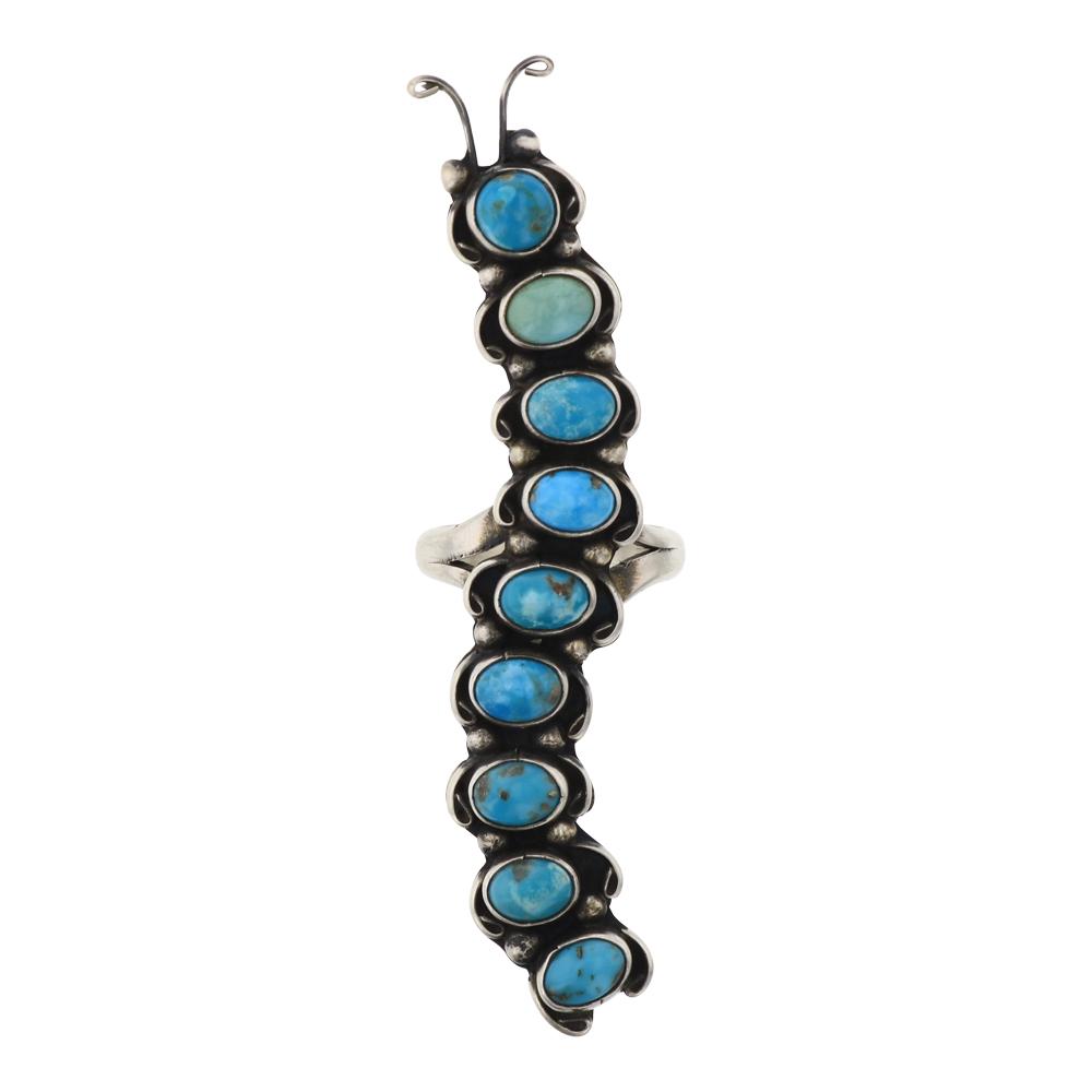 Sheila Becenti Turquoise Caterpillar Ring (1 of 3)