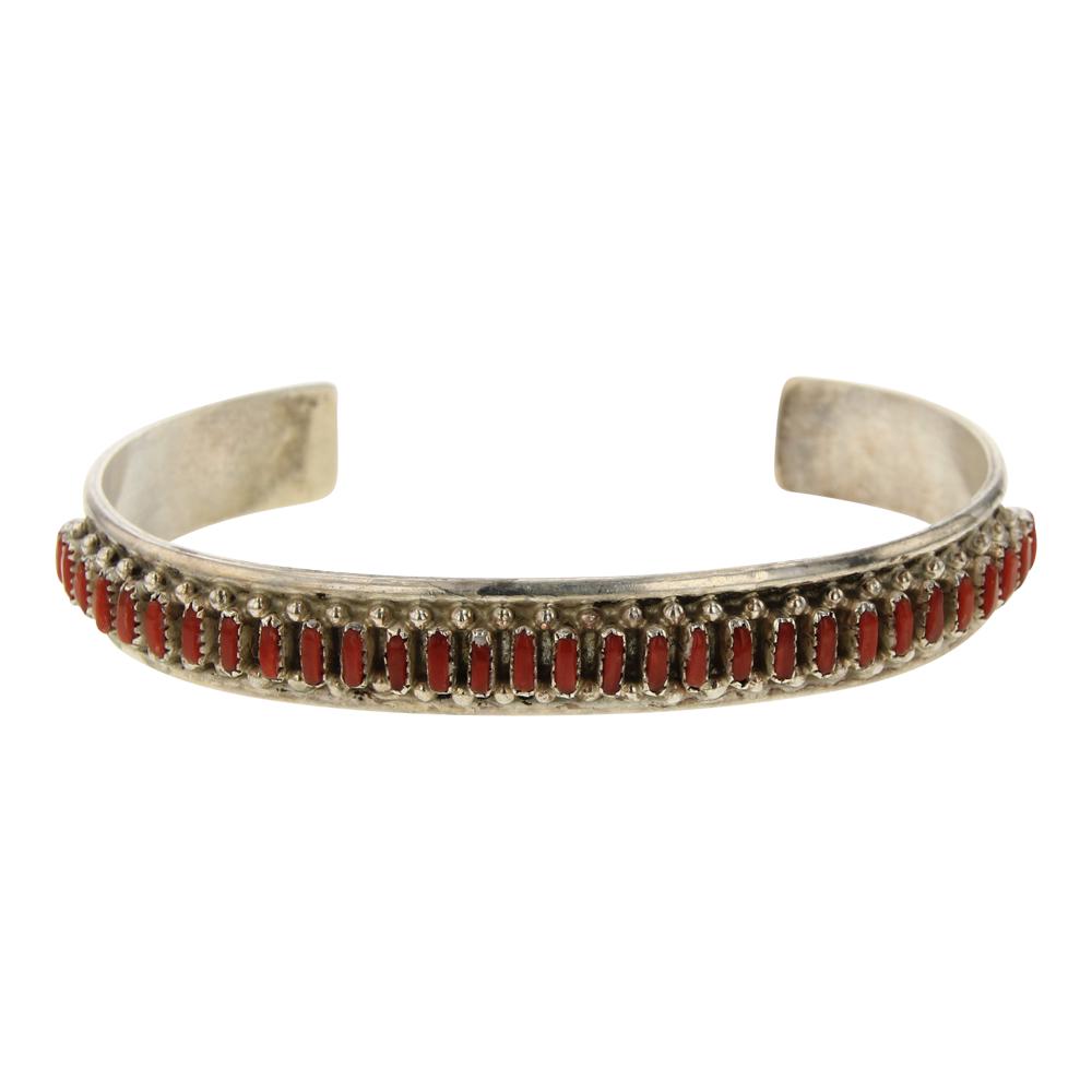 Zuni Needlepoint Coral Row Cuff Bracelet (1 of 4)
