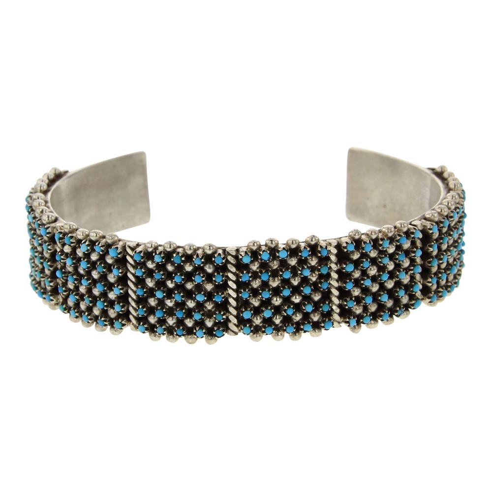 Justin Amesoli Zuni Needlepoint Turquoise Five Row Cuff (1 of 4)