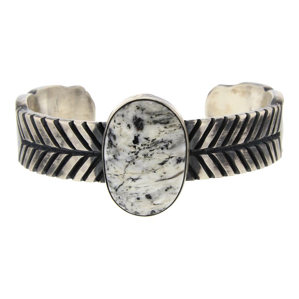 Tahe Deep Stamp White Buffalo Cuff Bracelet (1 of 4)