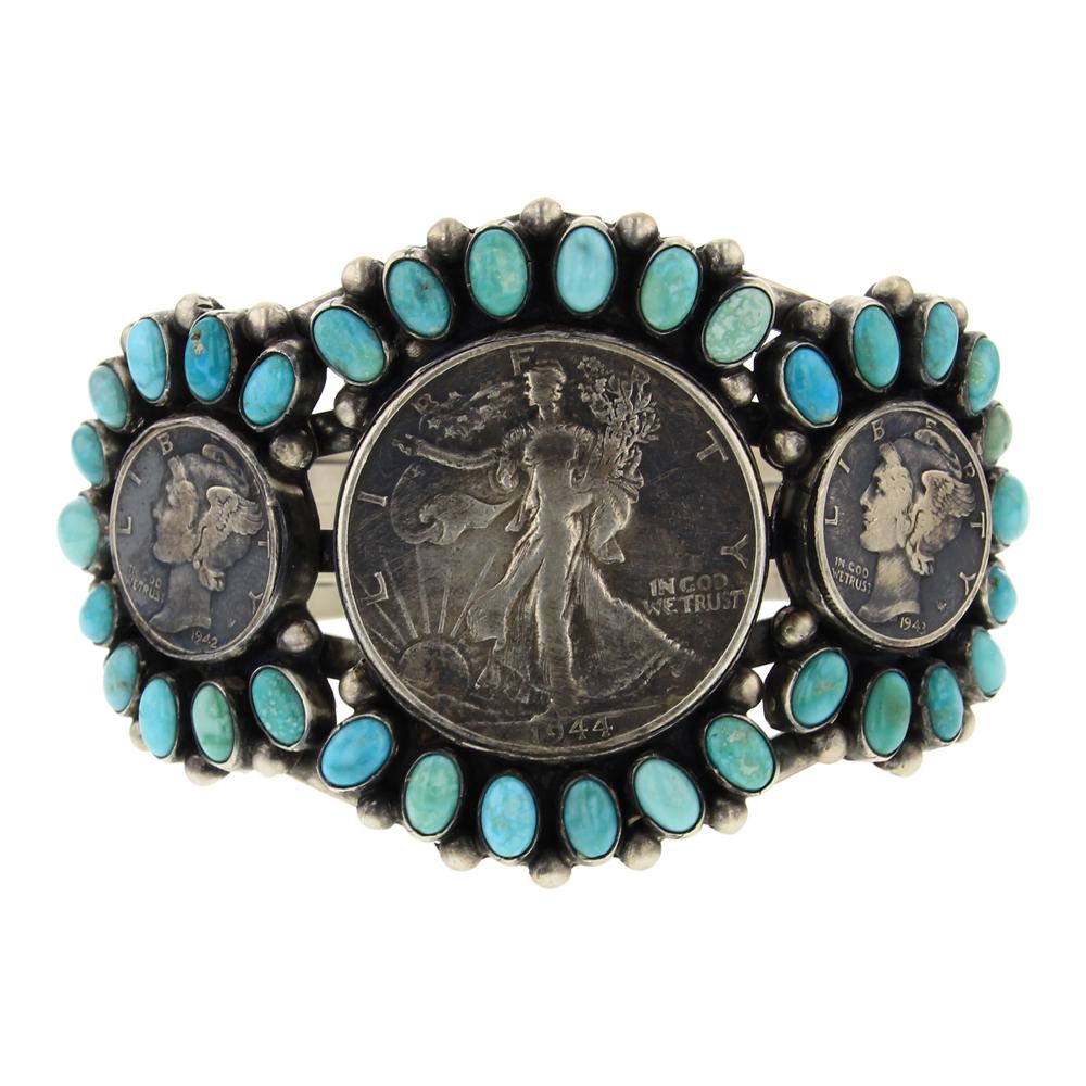 Paul Livingston Turquoise Walking Liberty Half Dollar & (1 of 4)