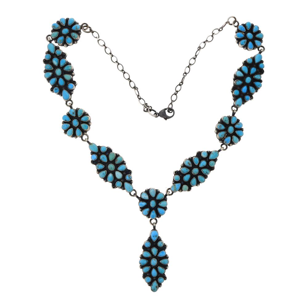 Sheila Becenti Kingman Turquoise Cluster Necklace (1 of 3)