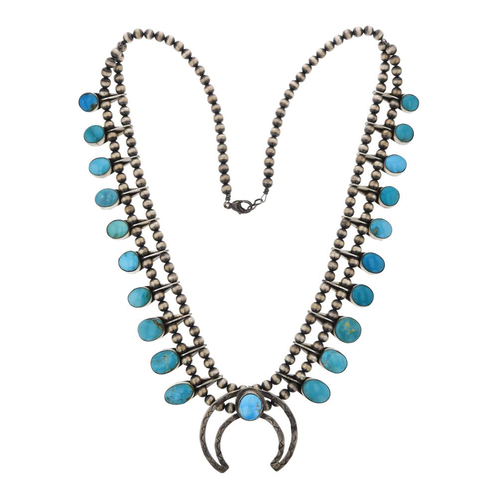 Bobby Johnson Kingman Turquoise Squash Blossom Necklace (1 of 3)