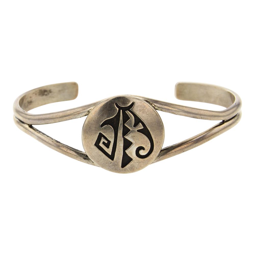 Rosco Scott Navajo Overlay Plain Silver Bracelet (1 of 3)