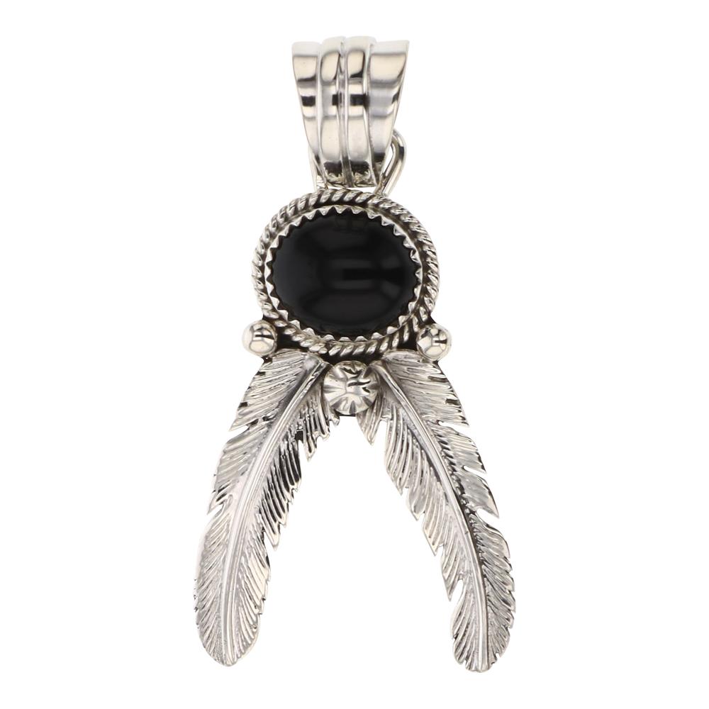 Black Onyx Feather Pendant (1 of 2)