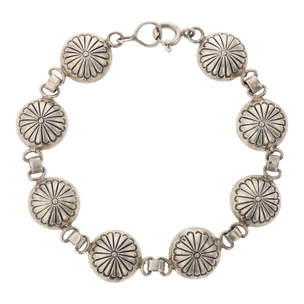 Plain Silver Navajo Stamp Work Link Bracelet (1 of 2)