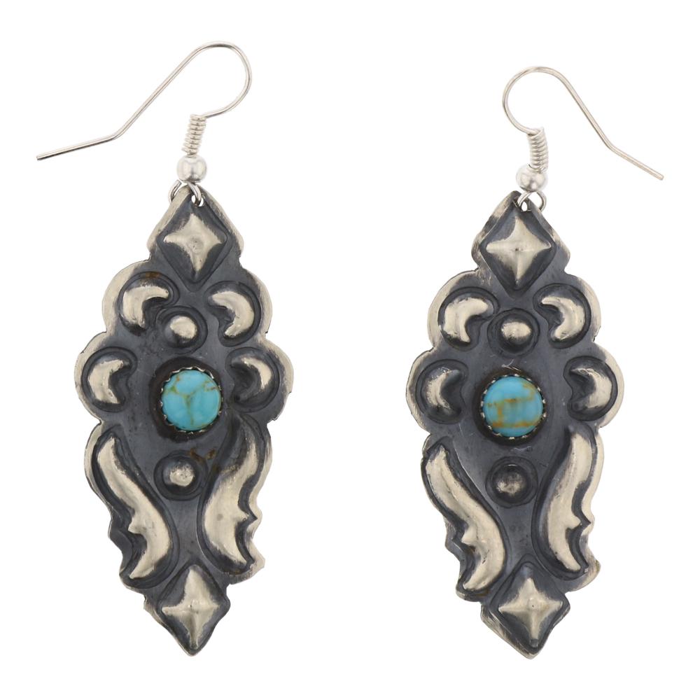 Tim Yazzie Kingman Turquoise Bump out Earrings (1 of 2)