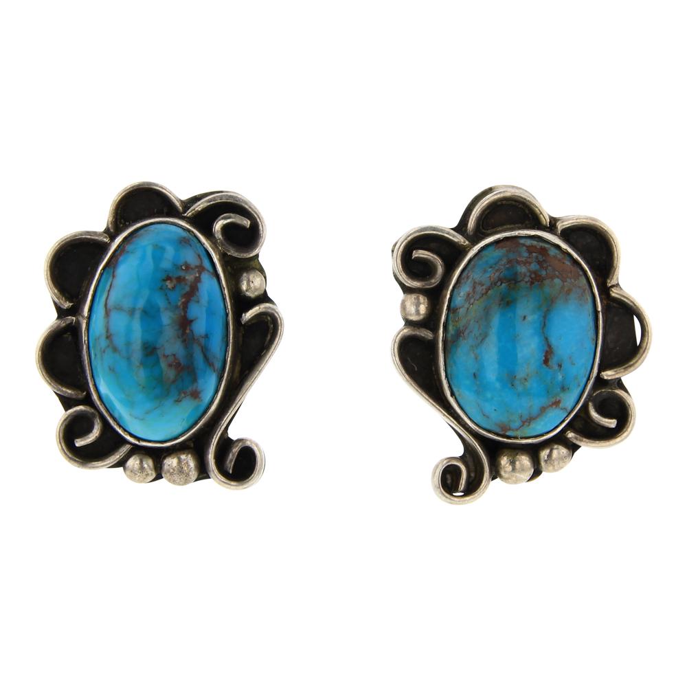 Old Pawn Smoky Bisbee Turquoise Earrings (1 of 2)