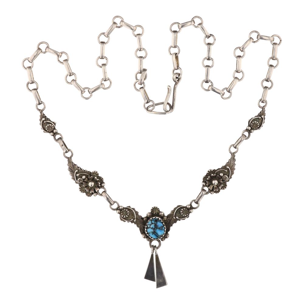 Mel Tsosie Vintage Pawn Spiderweb Turquoise Necklace (1 of 3)