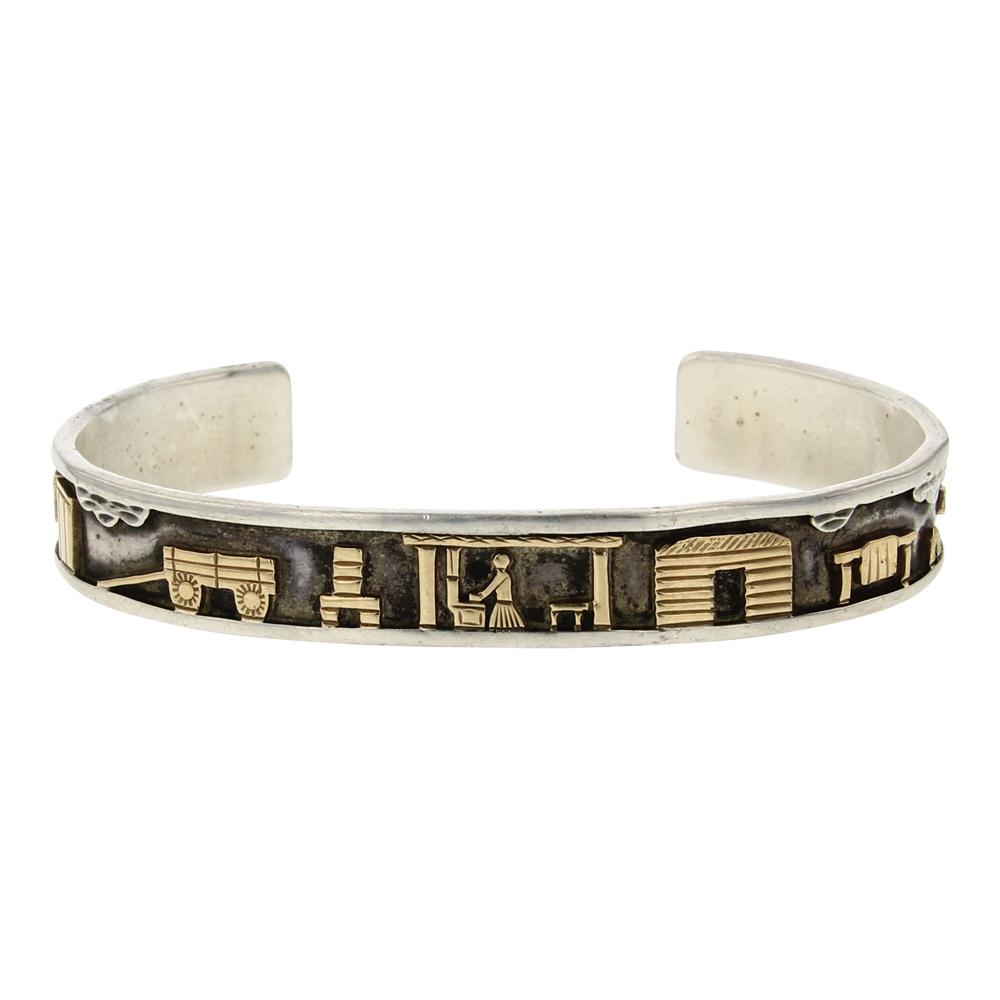 Navajo Indian 14k Gold Sterling Ring By R.h. Begay