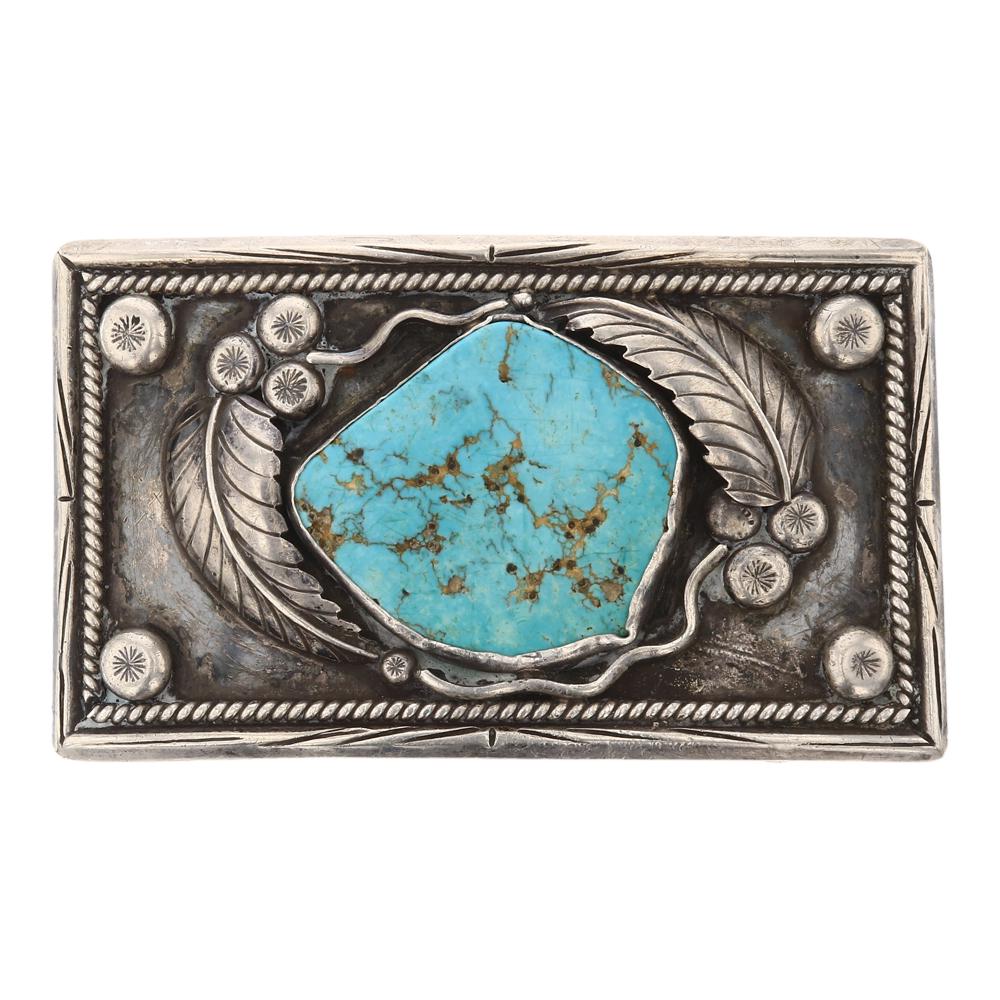 Old Pawn Freeform Turquoise Belt Buckle (1 of 2)