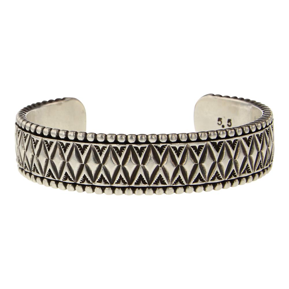 Johnathan Nez Silver Stamp Cuff Bracelet (1 of 4)