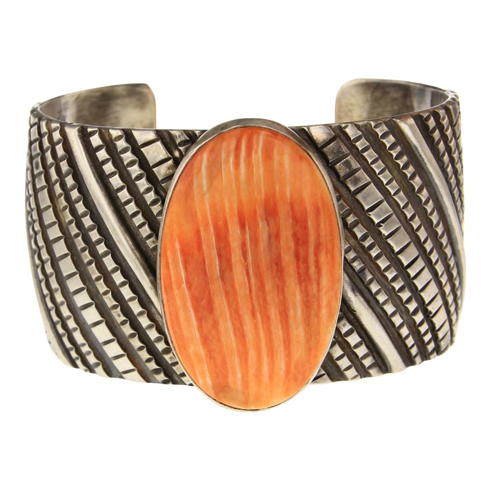 Tillie John Orange Spiny Oyster Deep Stamp Cuff (1 of 3)