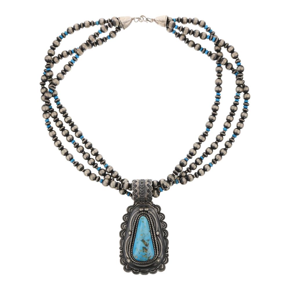 Hank Vandever Kingman Turquoise Necklace on Three (1 of 3)