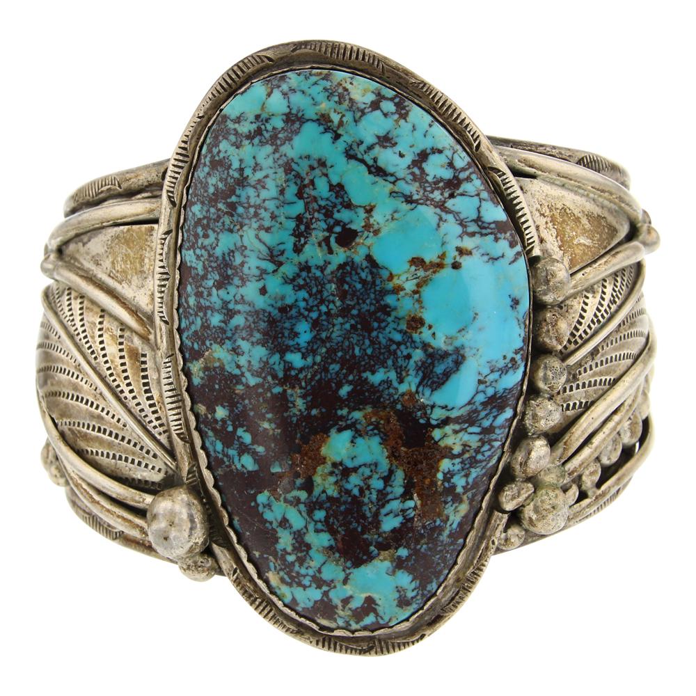Old Pawn  Large Nevada Turquoise Cuff Bracelet (1 of 4)