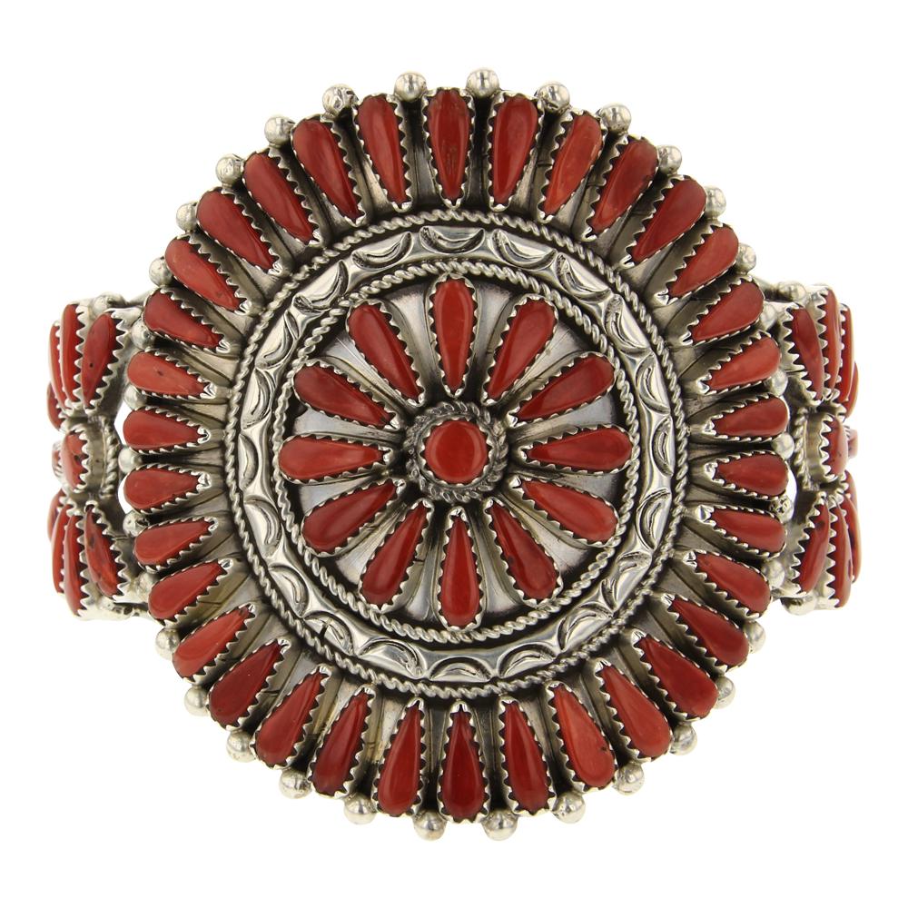 Zuni Needlepoint Coral Cluster Bracelet (1 of 4)