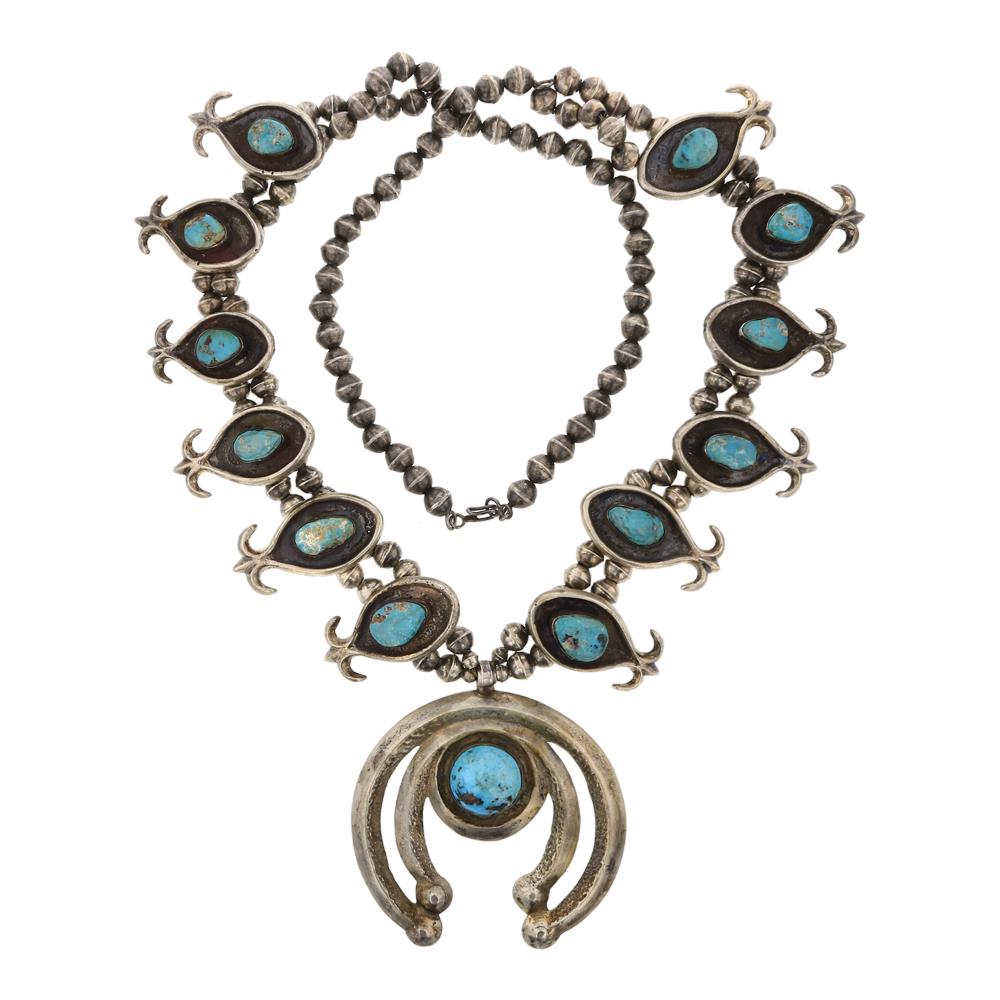 Old Pawn Turquoise Squash Blossom Necklace (1 of 3)