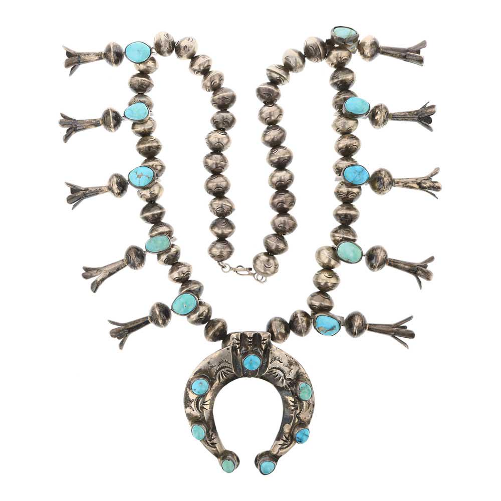 Old Pawn Turquoise Squash Blossom Necklace (1 of 3)