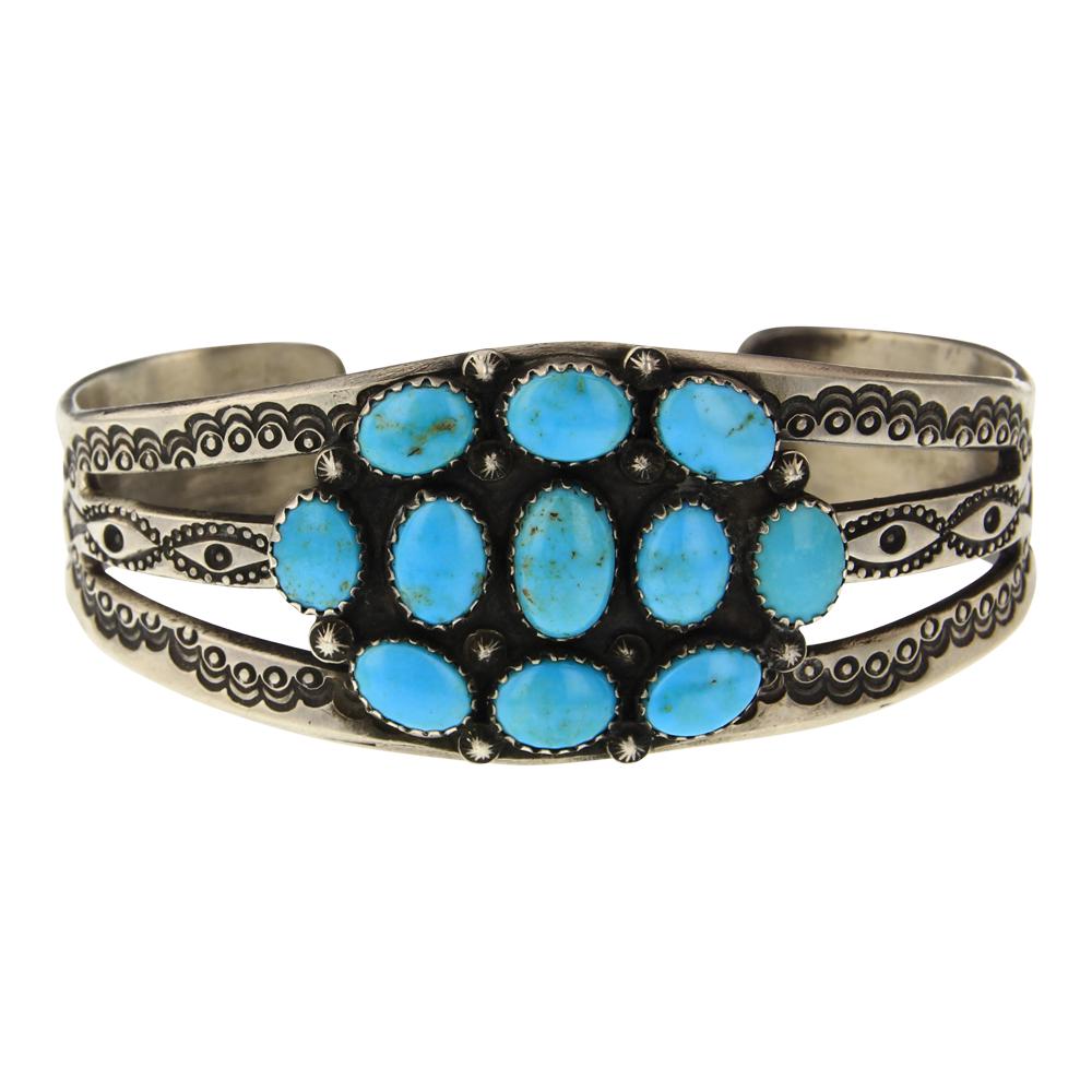 Old Pawn Fred Harvey Turquoise Cuff Bracelet (1 of 4)