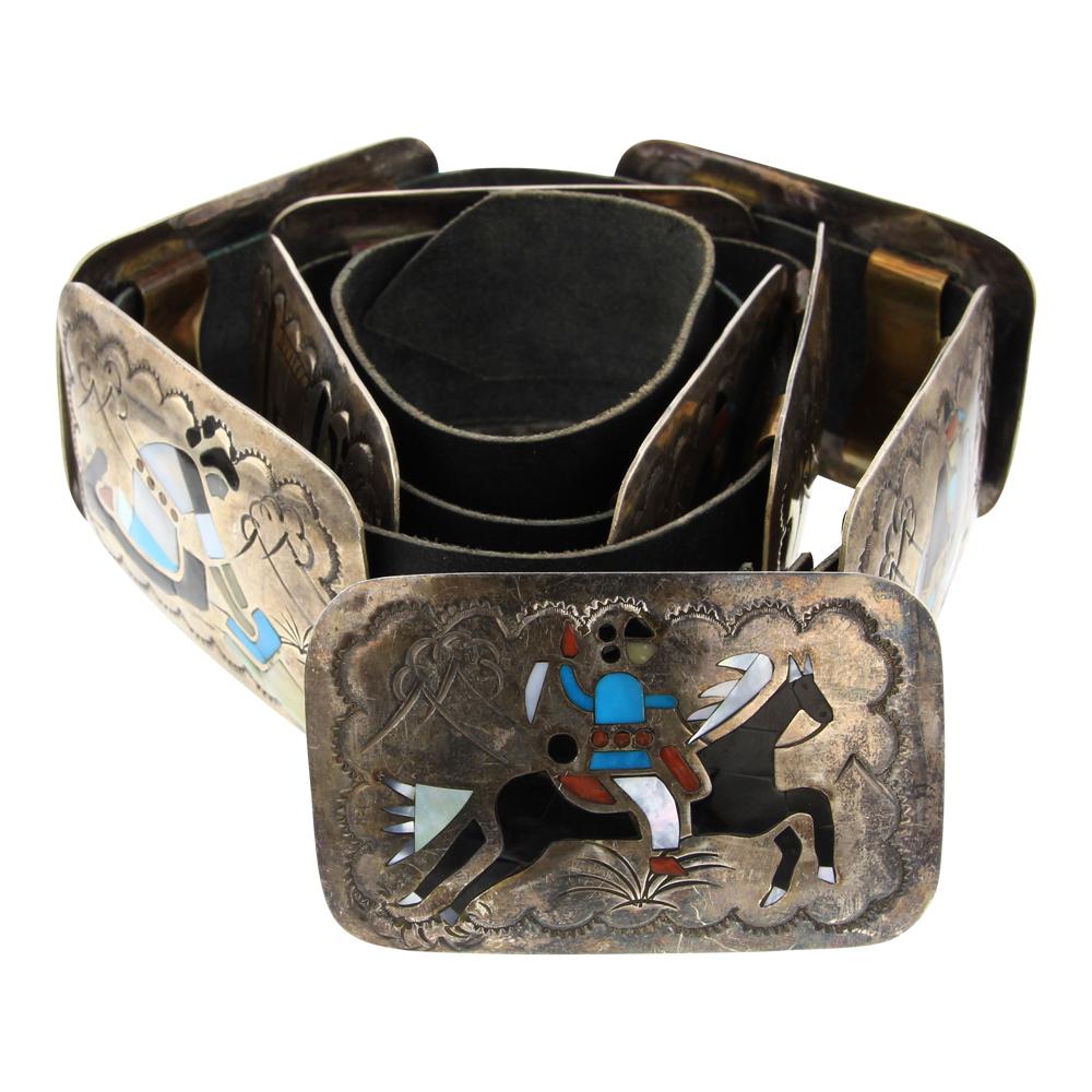 Old Pawn  Zuni Inlay Turquoise Coral & Mother of Pearl (1 of 4)