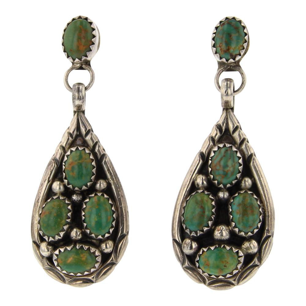 Johnson Yazzie Nevada Green Turquoise Teardrop Earrings (1 of 2)