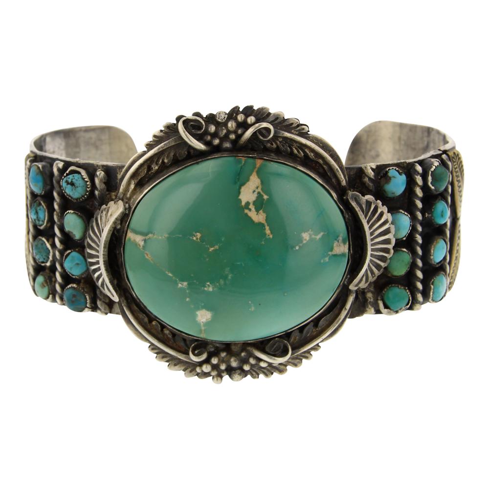 Vintage Royston Turquoise Brass Accent Cuff Bracelet (1 of 4)