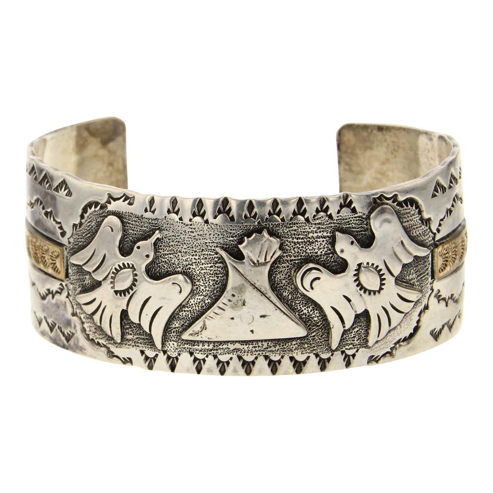 Vintage 12K Gold Filled & Sterling Silver Cuff Bracelet (1 of 4)