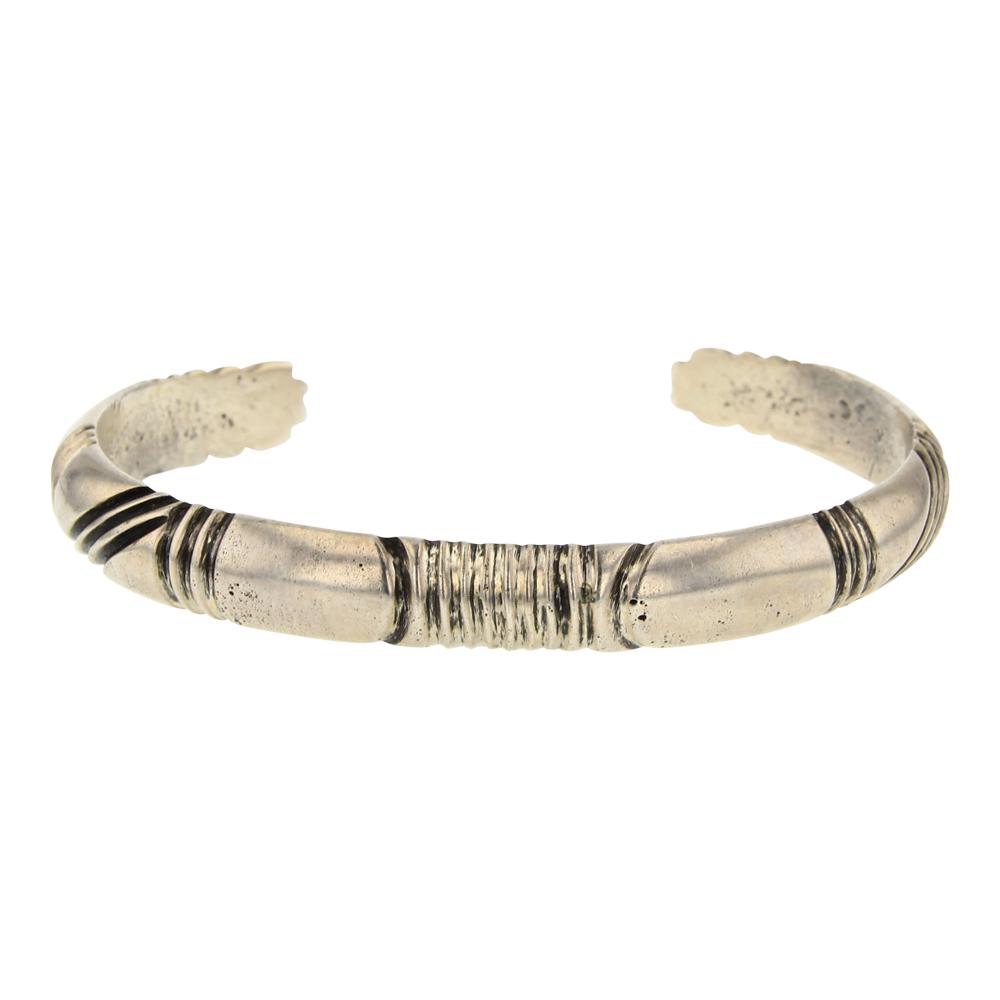Navajo Plain Silver Sand Cast Bracelet (1 of 5)