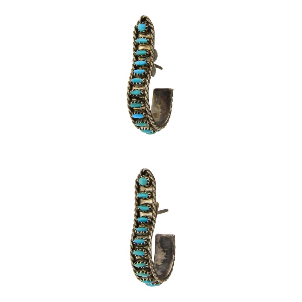 Vintage Needlepoint Turquoise Hoop Earrings (1 of 4)