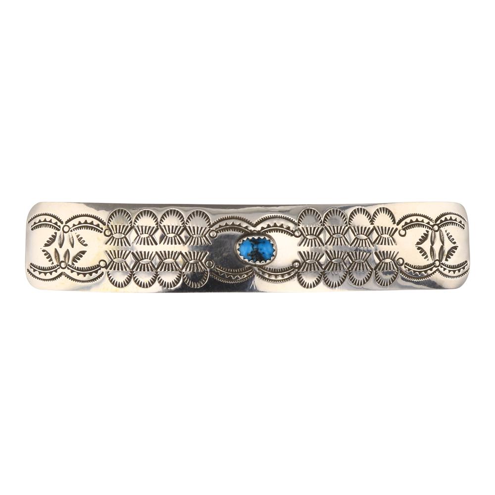 Kingman Turquoise Stamp work Hair Barrette (1 of 2)